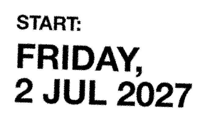 Start: Friday, 2 July 2027